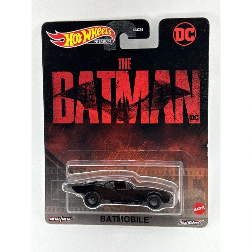 Hot Wheels Premium Batmobile Batman Die Cast Car Black Metal Real Riders DC Toys